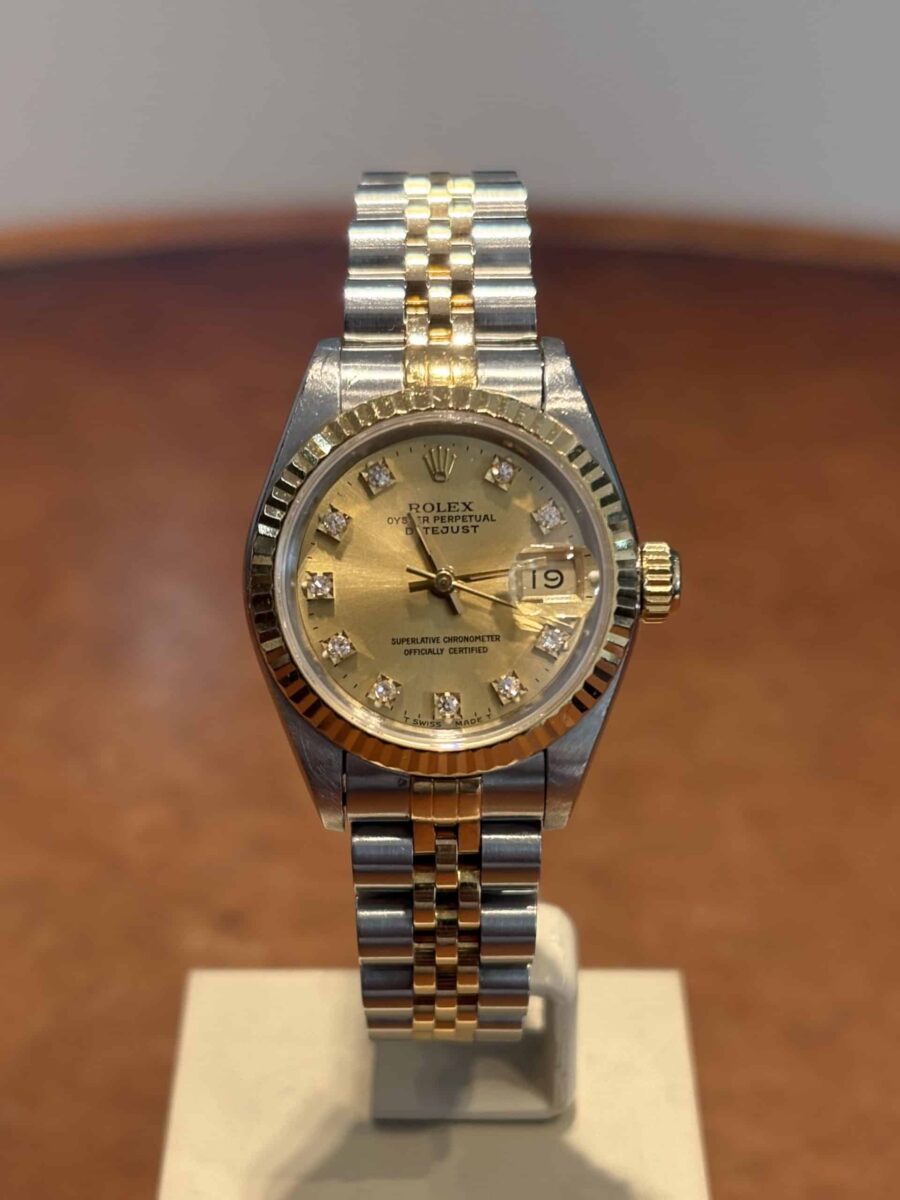 Rolex Datejust 26mm Steel & 18K Gold ref.69173 Champagne Diamonds Dial | Gothelf A. Watches