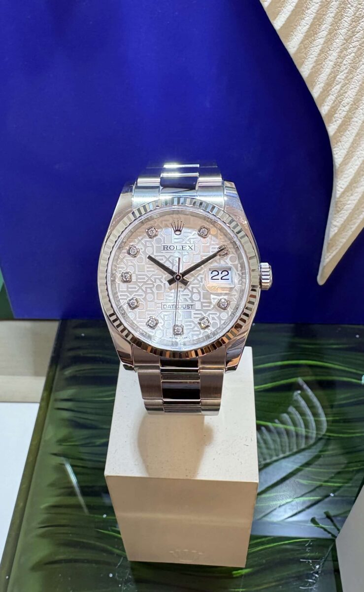Rolex Datejust 36mm Oyster Steel White gold Bezel Silver Computer Diamonds Dial ref.116234 | Gothelf A. Watches