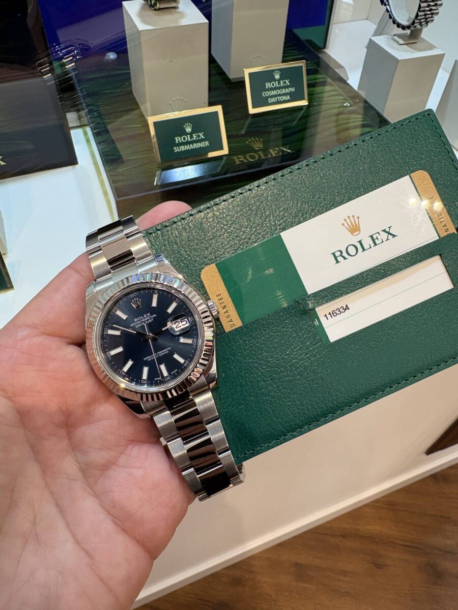 Rolex Datejust II 41mm Blue Dial 18K White Gold Fluted Bezel 116334 | Gothelf A. Watches