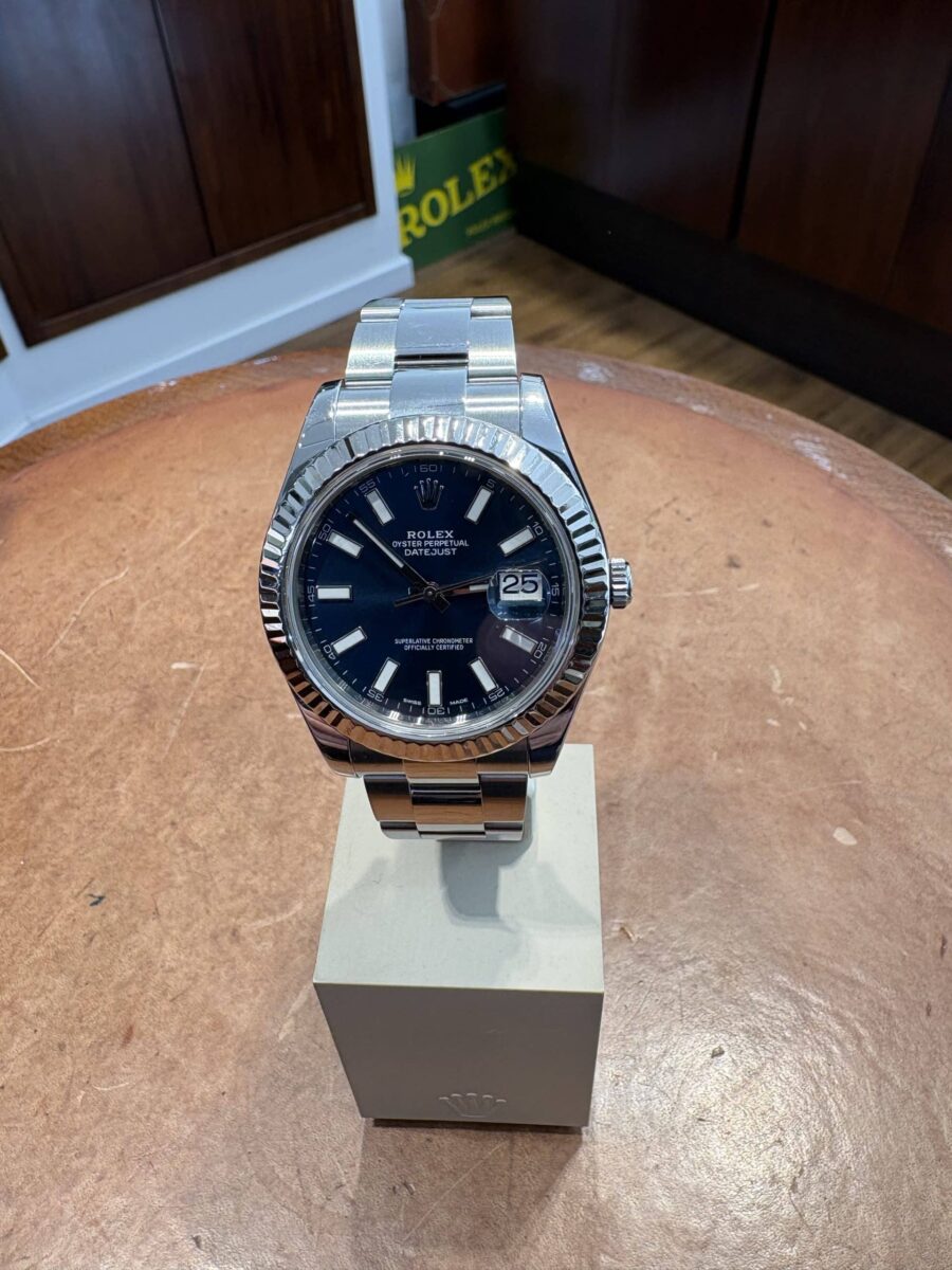 Rolex Datejust II 41mm Blue Dial 18K White Gold Fluted Bezel 116334 | Gothelf A. Watches — 5