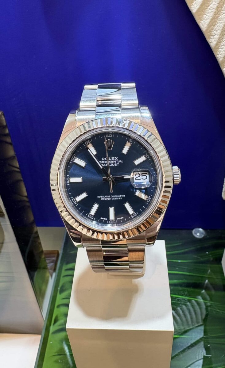 Rolex Datejust II 41mm Blue Dial 18K White Gold Fluted Bezel 116334 | Gothelf A. Watches — 4