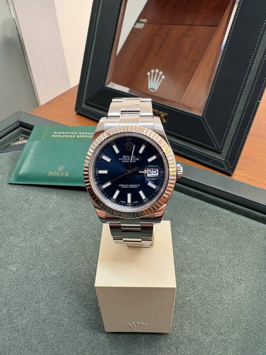 Rolex Datejust II 41mm Blue Dial 18K White Gold Fluted Bezel 116334 | Gothelf A. Watches — 3