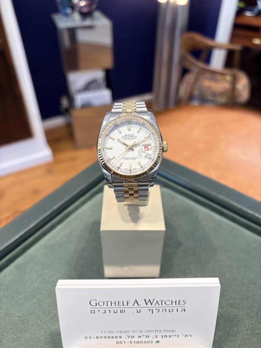 Rolex Datejust 36mm Steel & 18K Yellow White Dial ref.116233 | Gothelf A. Watches — 6