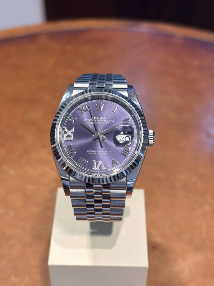 Rolex Datejust 36mm Purple Diamonds Dial ref.126234 steel & White Gold Bezel | Gothelf A. Watches — 3