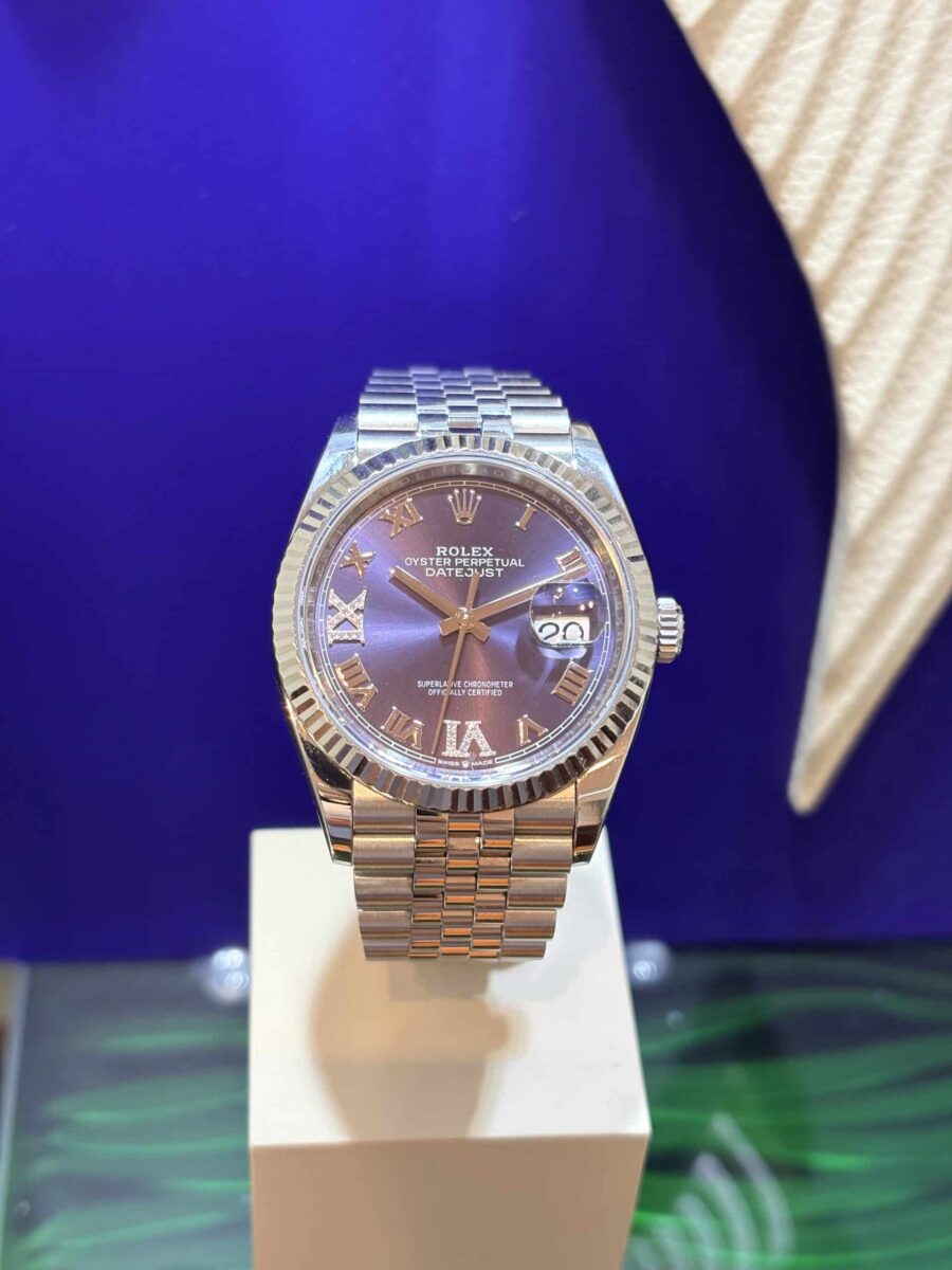 Rolex Datejust 36mm Purple Diamonds Dial ref.126234 steel & White Gold Bezel | Gothelf A. Watches — 4