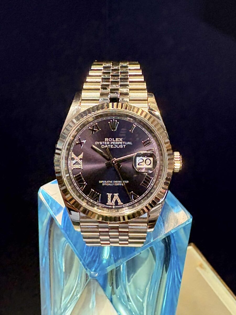 Rolex Datejust 36mm Purple Diamonds Dial ref.126234 steel & White Gold Bezel | Gothelf A. Watches