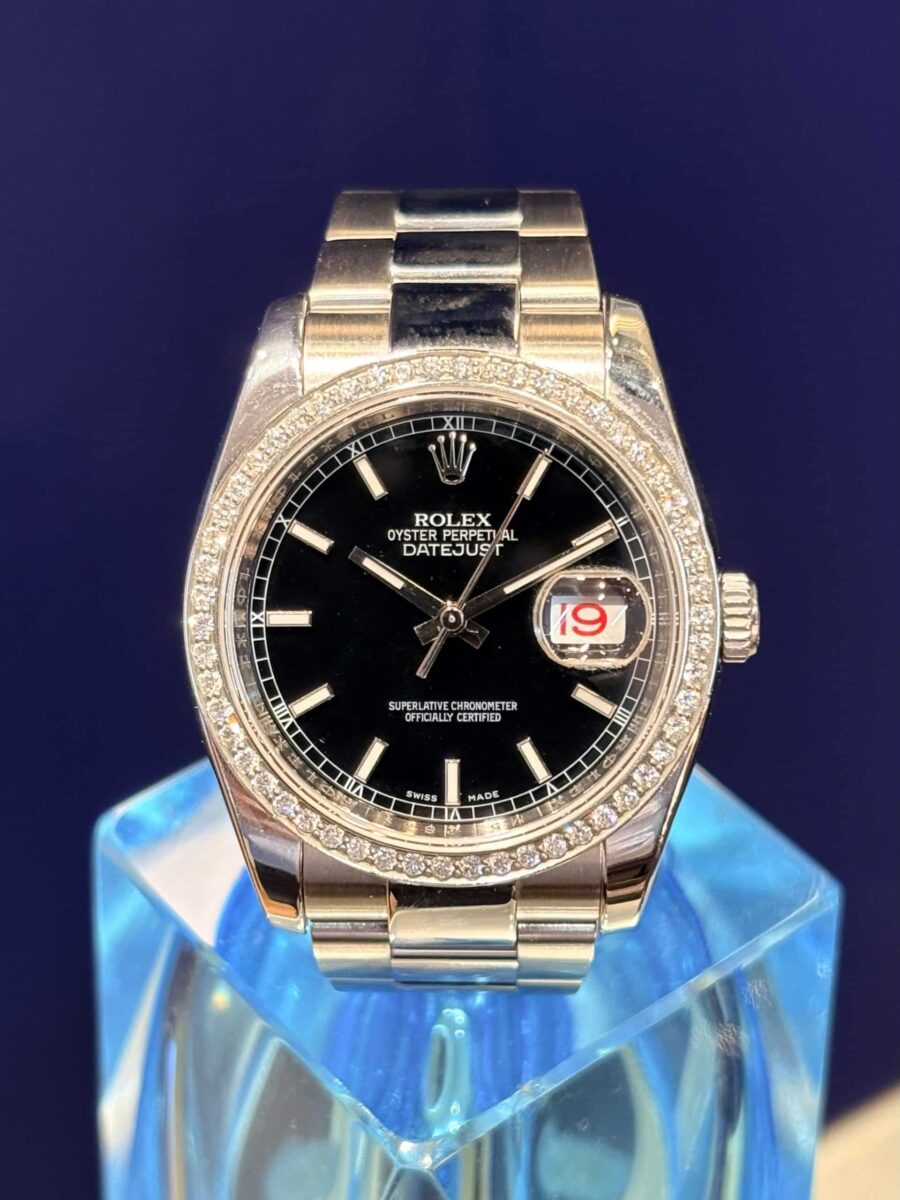 Rolex Datejust Diamonds 36mm Steel Black Dial 116200 | Gothelf A. Watches