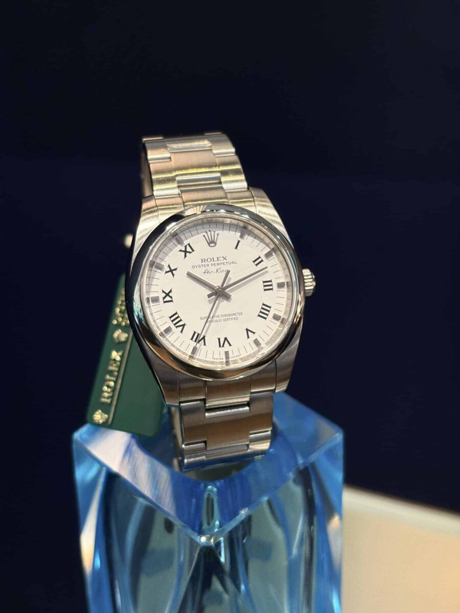 Rolex Oyster Perpetual Air King White Roman dial 114200 Pre-owned 2008 | Gothelf A. Watches — 2