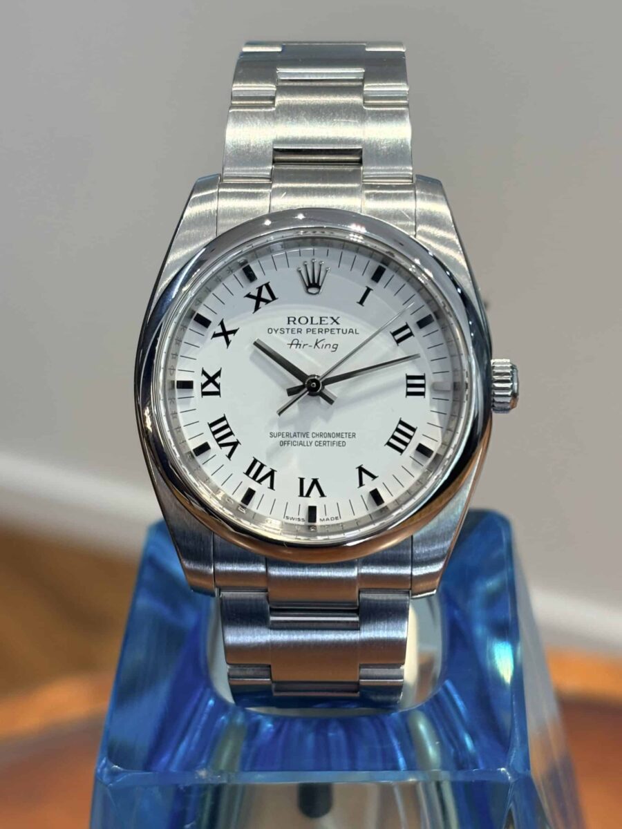 Rolex Oyster Perpetual Air King White Roman dial 114200 Pre-owned 2008 | Gothelf A. Watches