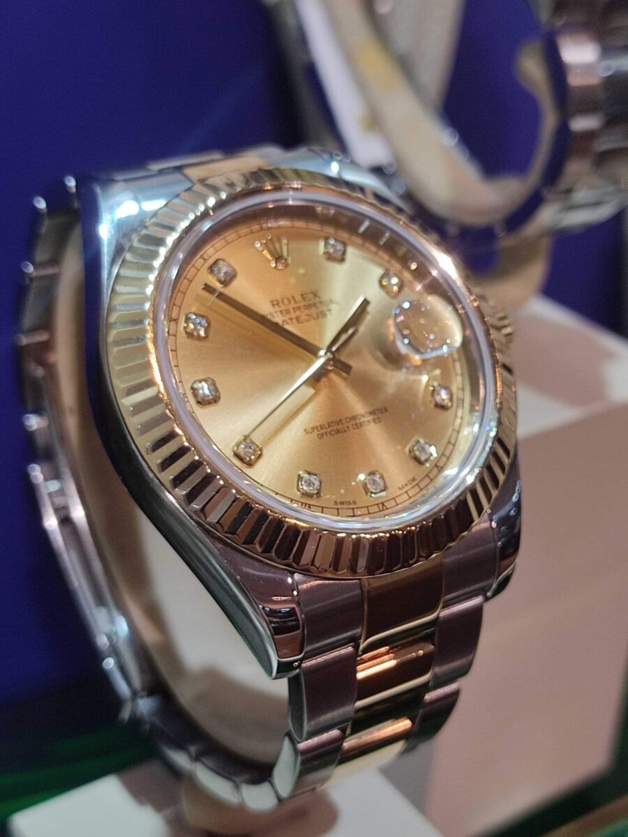 Rolex Datejust II Steel & 18k Yellow Gold Champagne Diamonds Dial | Gothelf A. Watches — 3