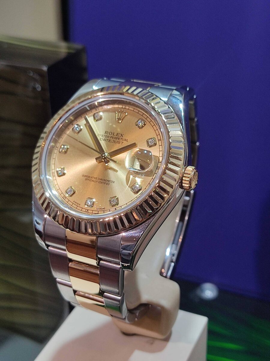 Rolex Datejust II Steel & 18k Yellow Gold Champagne Diamonds Dial | Gothelf A. Watches — 4
