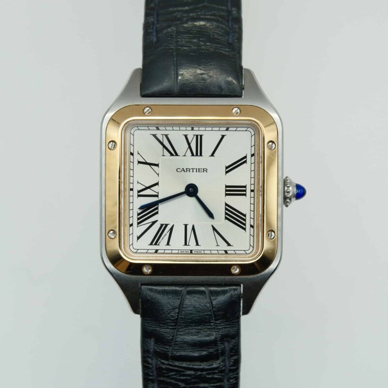 Cartier Santos Dumont Large Model, Quartz ,Rose Gold, Steel on leather strap | Gothelf A. Watches