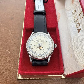Omega Cosmic Triple calendar moonphase Steel Vintage 1949 ref.CK 2471 + Archive Document!!! | Gothelf A. Watches